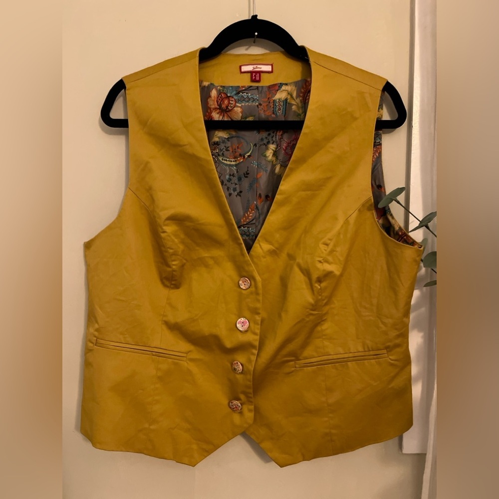 Joe Browns Mustard Yellow Waistcoat Victorian Vest - Vintage Floral Lining